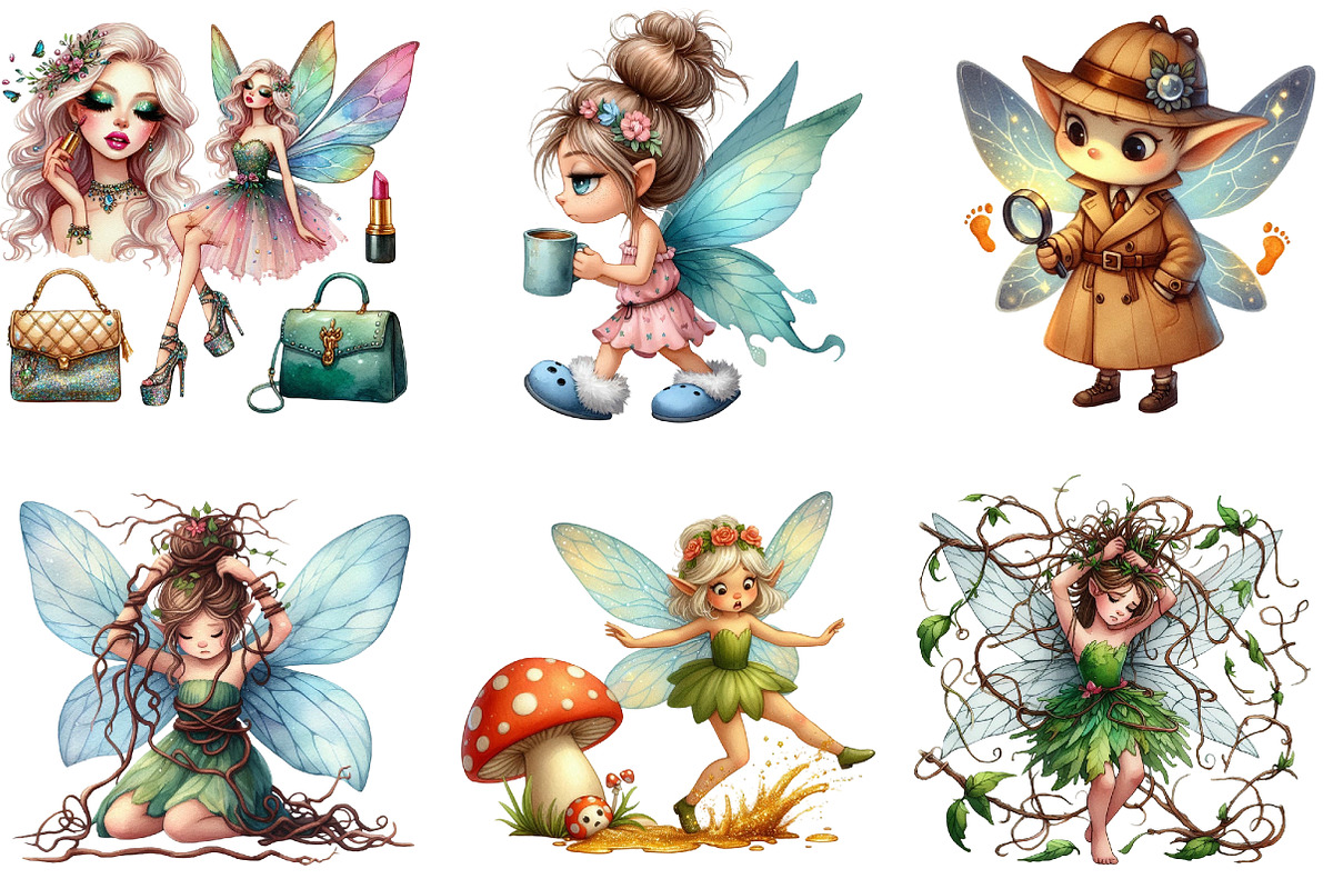 Quirky Funny Fairy Clipart, an Illustration by DreamArtGraphic (Photo 4 of 5)