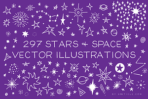 297 Stars Space Vector llustrations