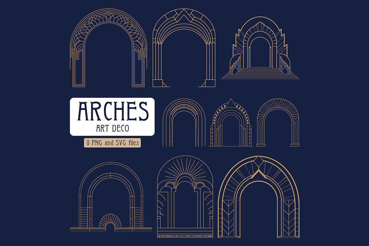 Elegant Art Deco 9 arches, a Decorative Illustration by Stanislav Kharchevskyi (Photo 1 of 3)