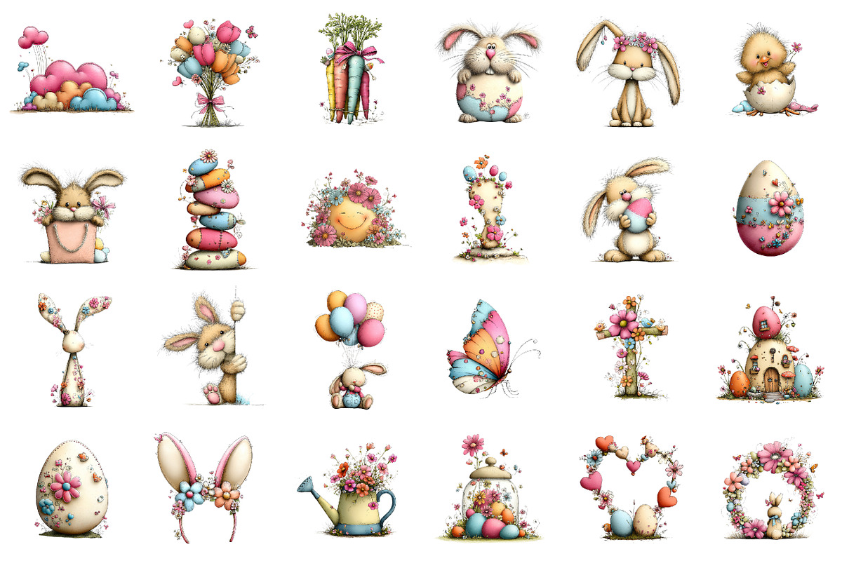 Whimsical Easter Clipart, an Illustration by designcity5 (Photo 2 of 5)
