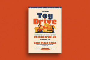Retro Toy Drive Event Flyer, a Flyer Template by Guuver