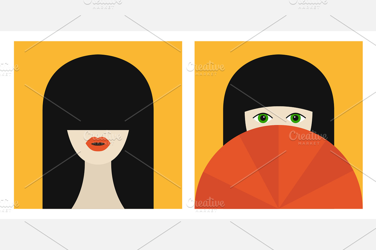 Portrait of brunette woman with bang, a Person Illustration by Worldofvector
