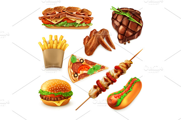 Fast Food Hot Dog Burger Bbq