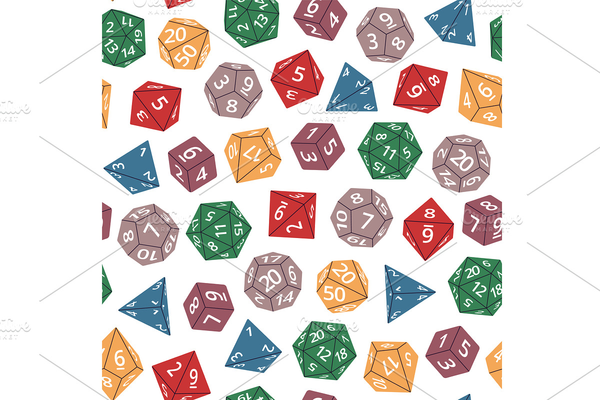Rpg game dice seamless pattern, an Object Illustration by YummyBuum