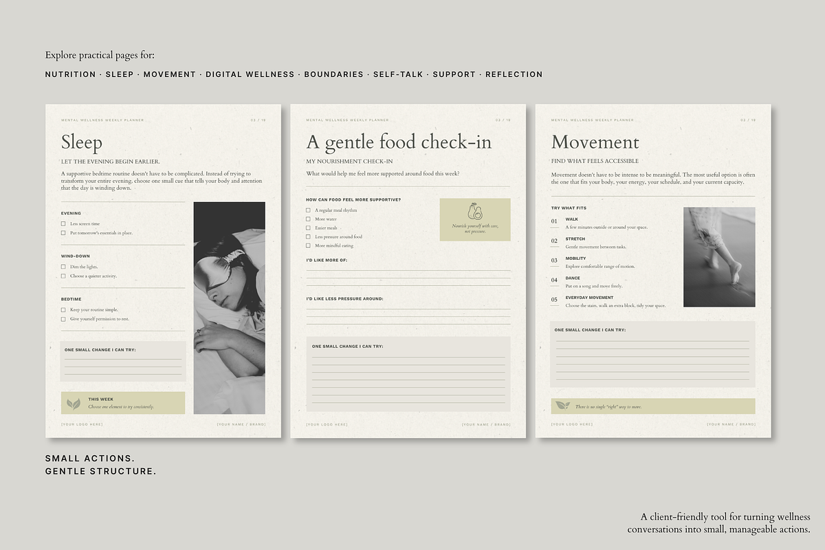 Mental Wellness Weekly Planner, a Marketing Template by Make It Yours Lab. (Photo 4 of 10)