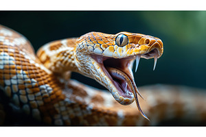 Close-up of a venomous snake with, an Animal Photo by Sergey Kotenev