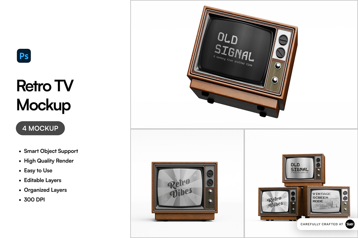 Retro TV Mockup, a Mockup by SLAB! Design (Photo 1 of 6)