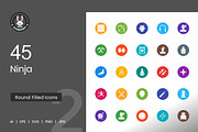 45 Ninja Flat Round Icons, an Icon by IconBunny (Thumbnail 1 of 2)