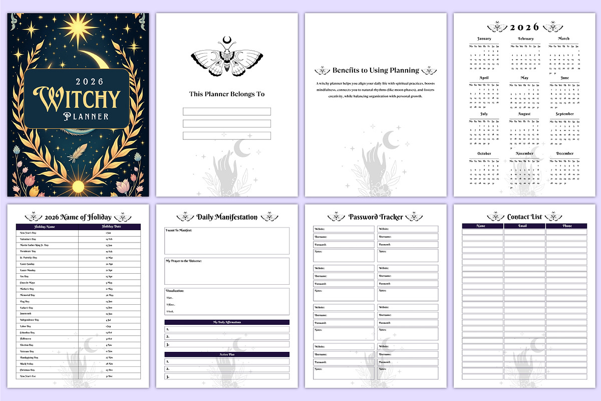 2026 Witchy Planner Canva Template, a Stationery Template by Mustafiz (Photo 2 of 6)