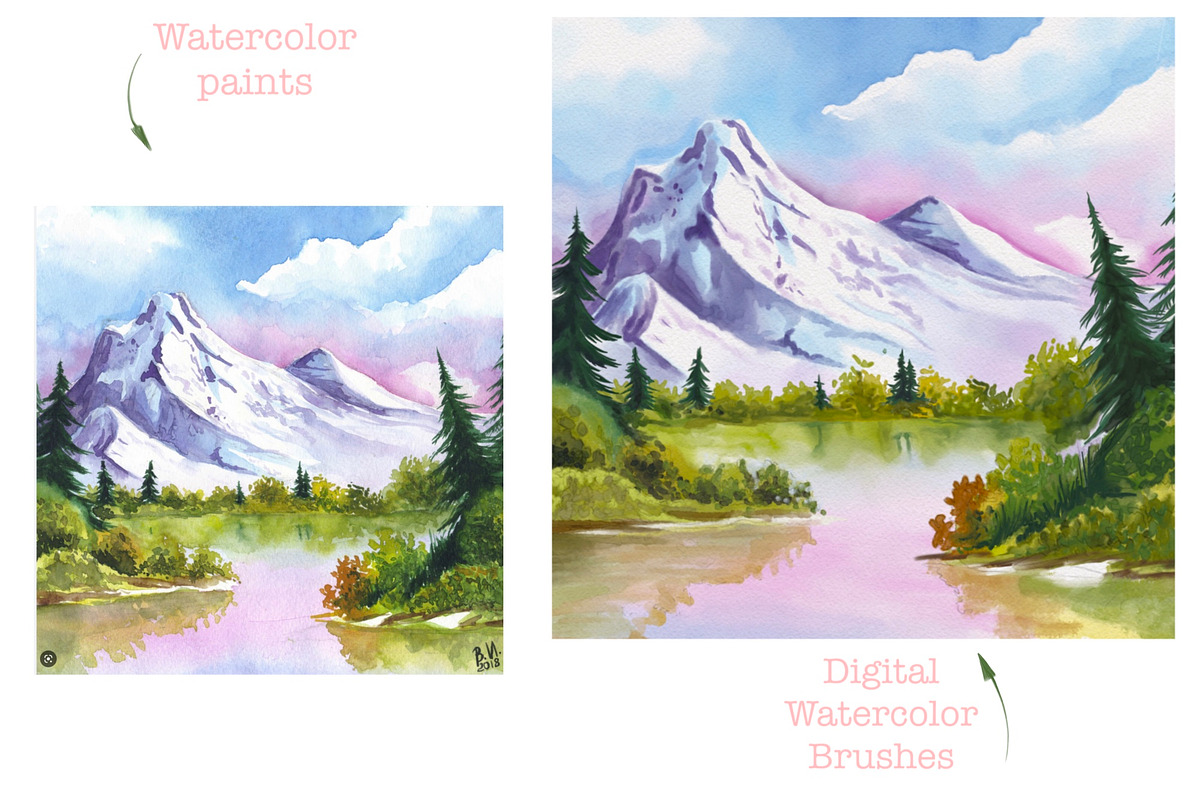 Watercolor Digital Brushes Procreate, a Brush Add-On by Elenbushe (Photo 5 of 5)