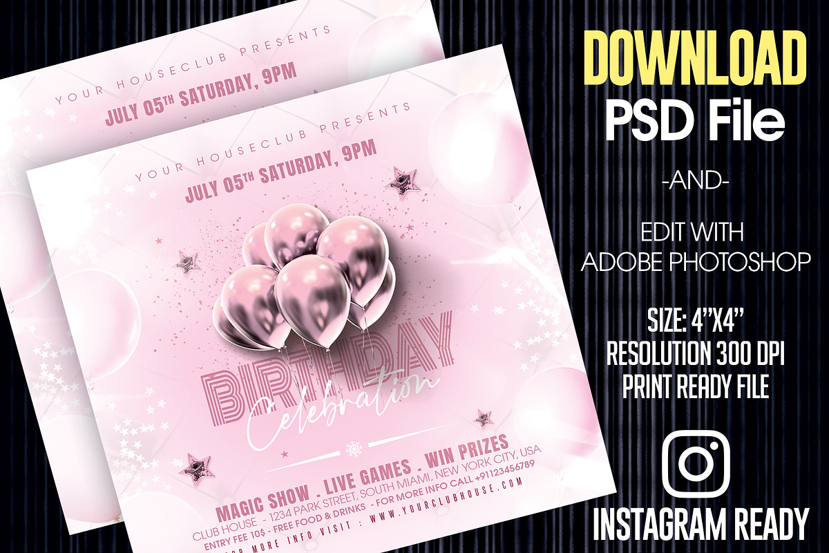 Birthday Party Flyer, a Templates & Theme by MithilaCreation (Photo 3 of 5)