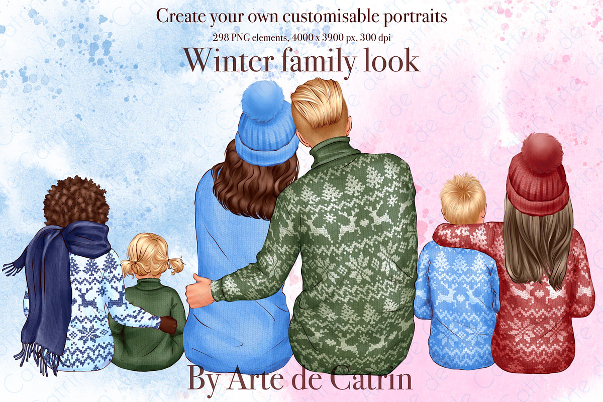Winter Family Look Clipart, a Decorative Illustration by ArtedeCatrin (Photo 1 of 11)