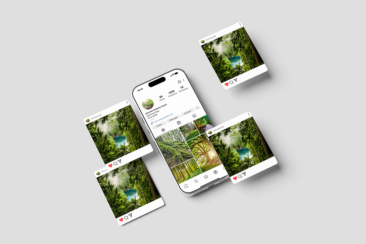 Instagram social media mockup, an iPhone Mockup by Pikachudesign (Photo 2 of 5)