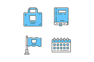 Office Accessories Color Icons Set