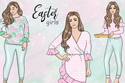 Easter Girls Clipart, a Person Illustration by GlamArtZhanna (Thumbnail 1 of 4)