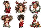 Whimsical Christmas Girl Clipart, an Illustration by Craft Nest (Thumbnail 9 of 9)