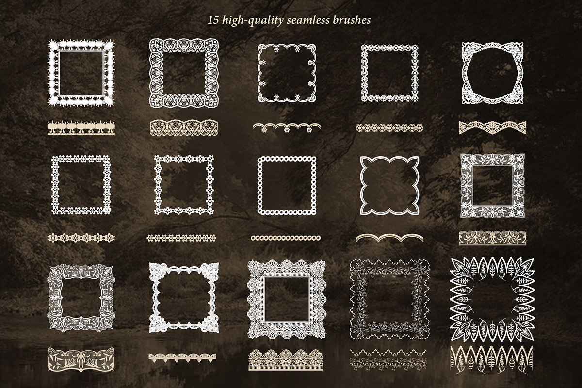 Vintage seamless Lace brushes set, a Brush Add-On by Garden in frame (Photo 2 of 13)