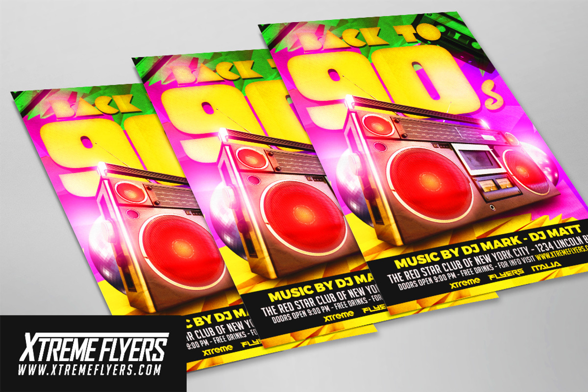 Retro Disco 90s Flyer Template, a Flyer Template by XtremeFlyers (Photo 2 of 2)
