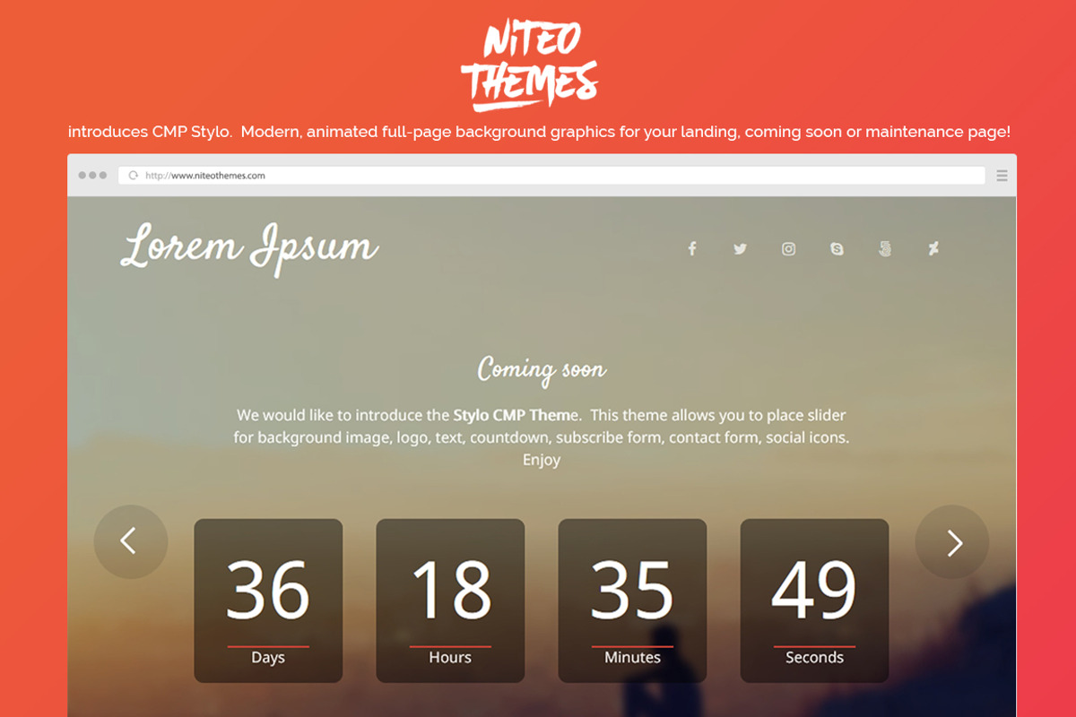 CMP Stylo - Coming soon theme, a WordPress Template by NiteoThemes (Photo 1 of 5)