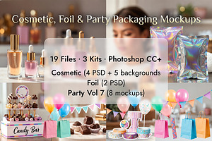 Cosmetic Foil Party Packaging Mockup