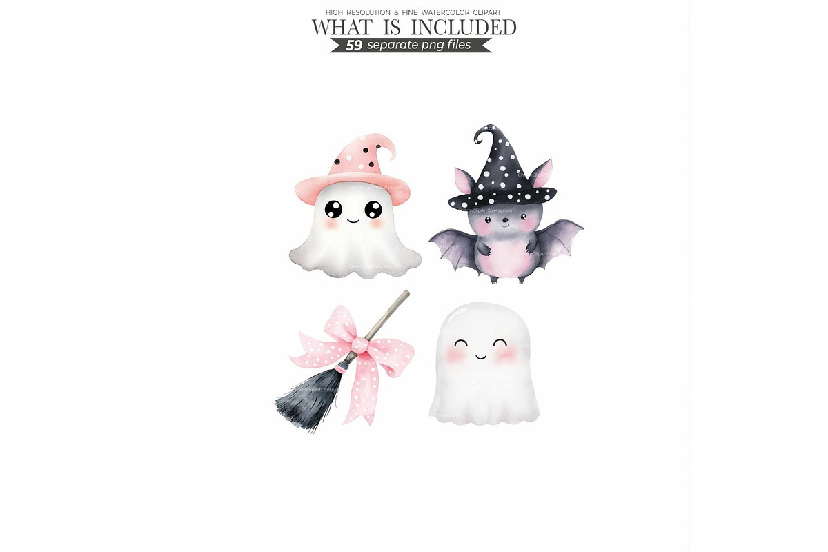 Cute Halloween Ghost and Pumpkin, a Seasonal Illustration by CharmClipart (Photo 6 of 7)