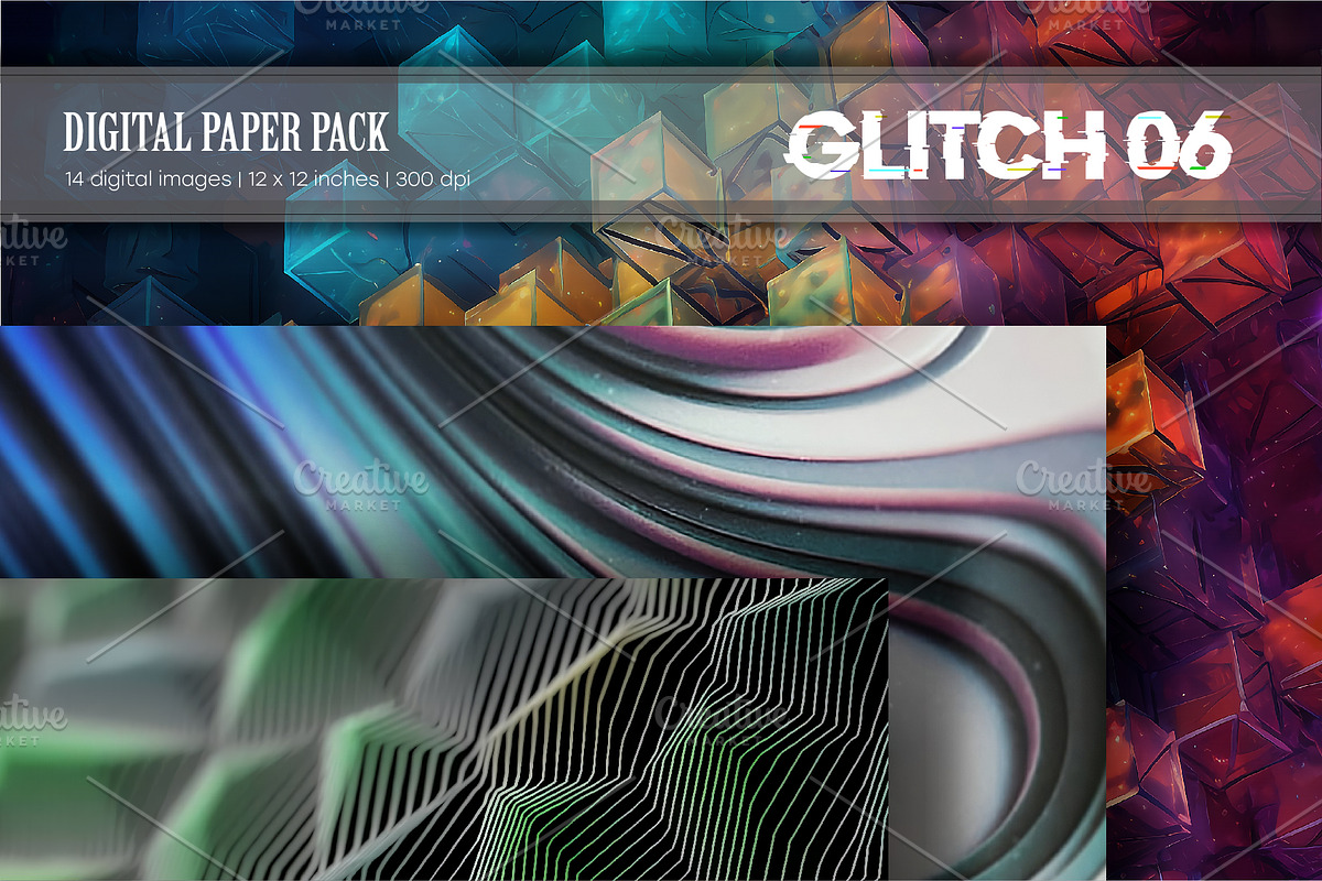 Glitch Psychedelic 06. Digital Paper, a Texture Illustration by KENO Mascots (Photo 3 of 7)