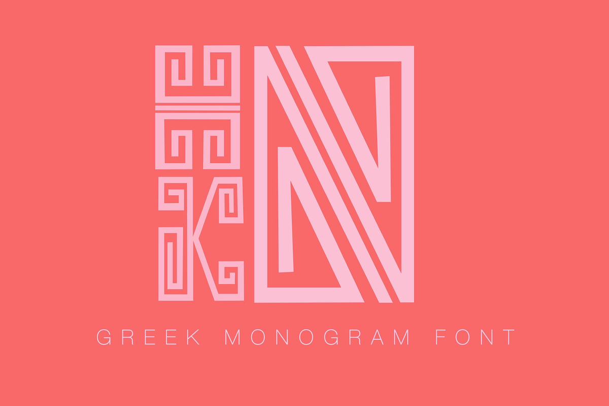 Chinoiserie Greek Monogram Font, a Font by HERRINGTON DESIGN (Photo 1 of 4)