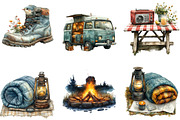 Vintage Spring Camping Clipart, a Seasonal Illustration by DreamArtGraphic (Thumbnail 2 of 4)
