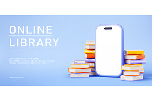 3d online library service. Mobile, a Technology Illustration by Marozhkastudio