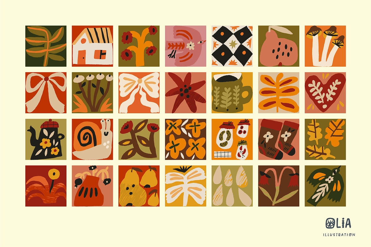 Autumn Blocks Fall Elements Clipart, a Seasonal Illustration by Olia (Photo 6 of 28)