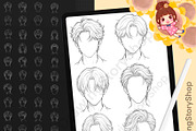 180 Male Hair Procreate Stamps, a Brush Add-On by DrawingStoryShop (Thumbnail 1 of 6)