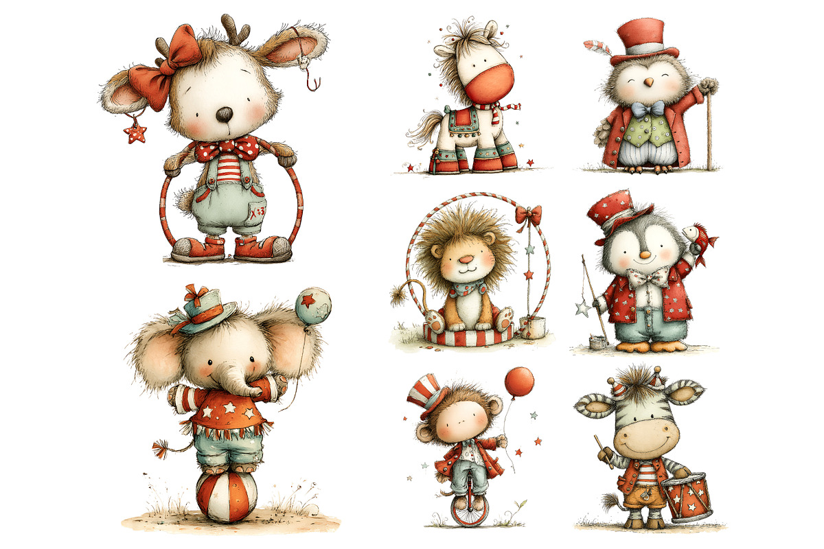 Circus Kids and Animals Clipart, a Person Illustration by Nicolle's Colorful Art (Photo 7 of 12)
