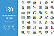 180+ SEO & Marketing line color icon, an Icon by Dinosoftlabs (Thumbnail 1 of 2)