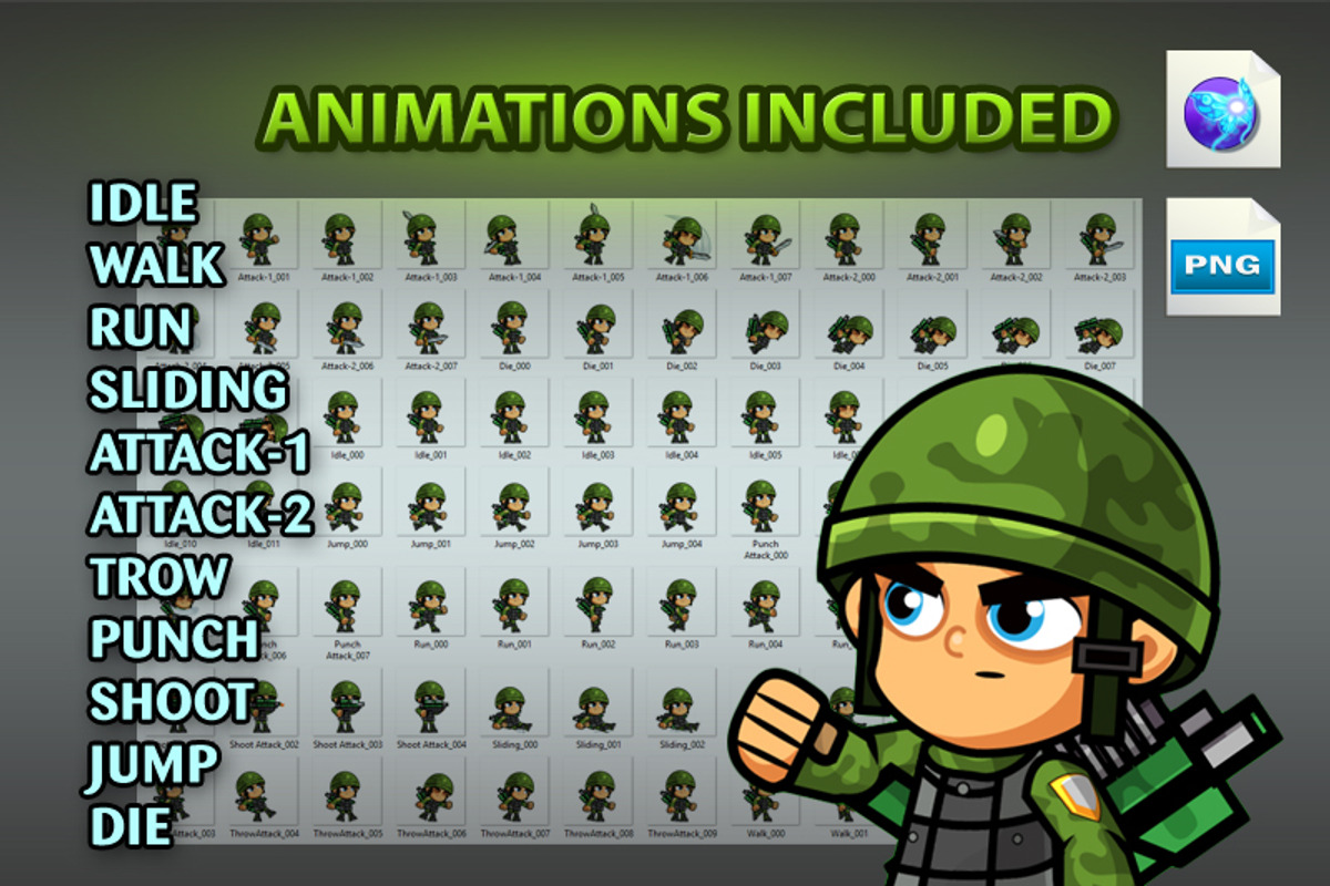 Soldiers Character Sprites 04, an Illustration by CreativeGameArt (Photo 4 of 4)