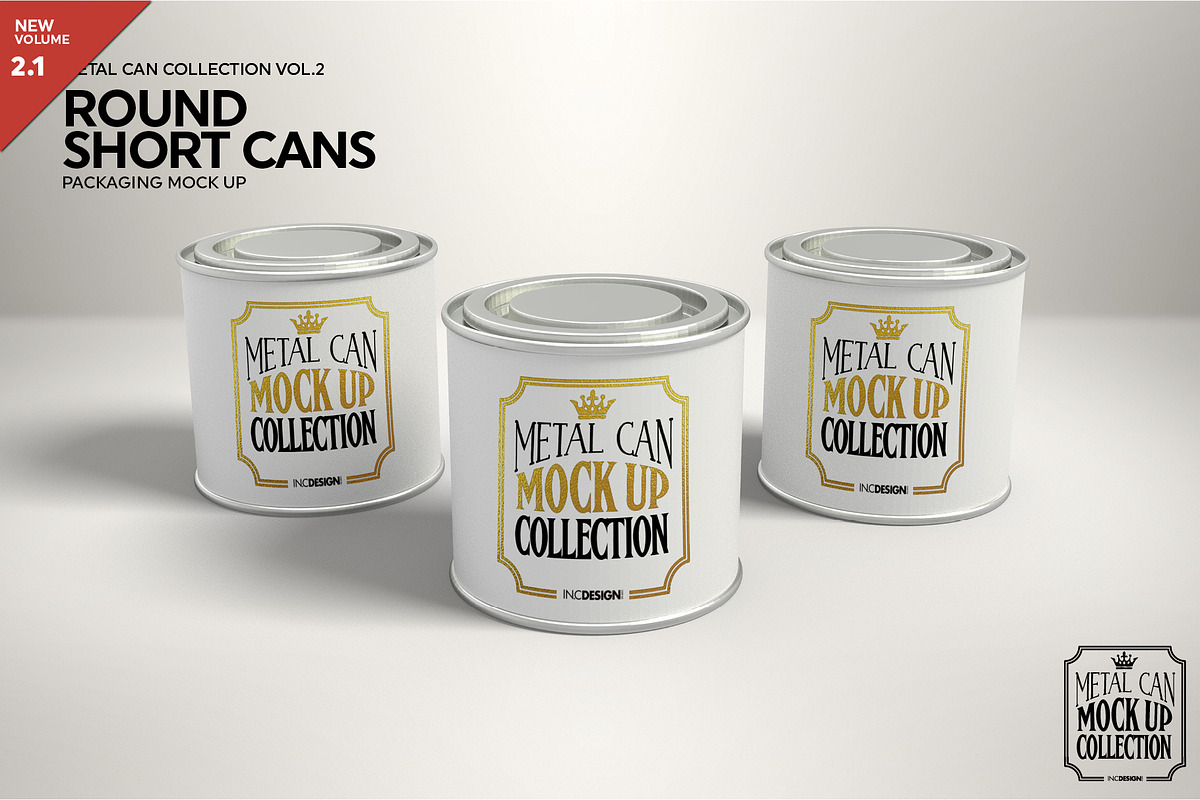 Short Round Lid Cans Mockup, a Product Mockup by INCDesign (Photo 1 of 5)