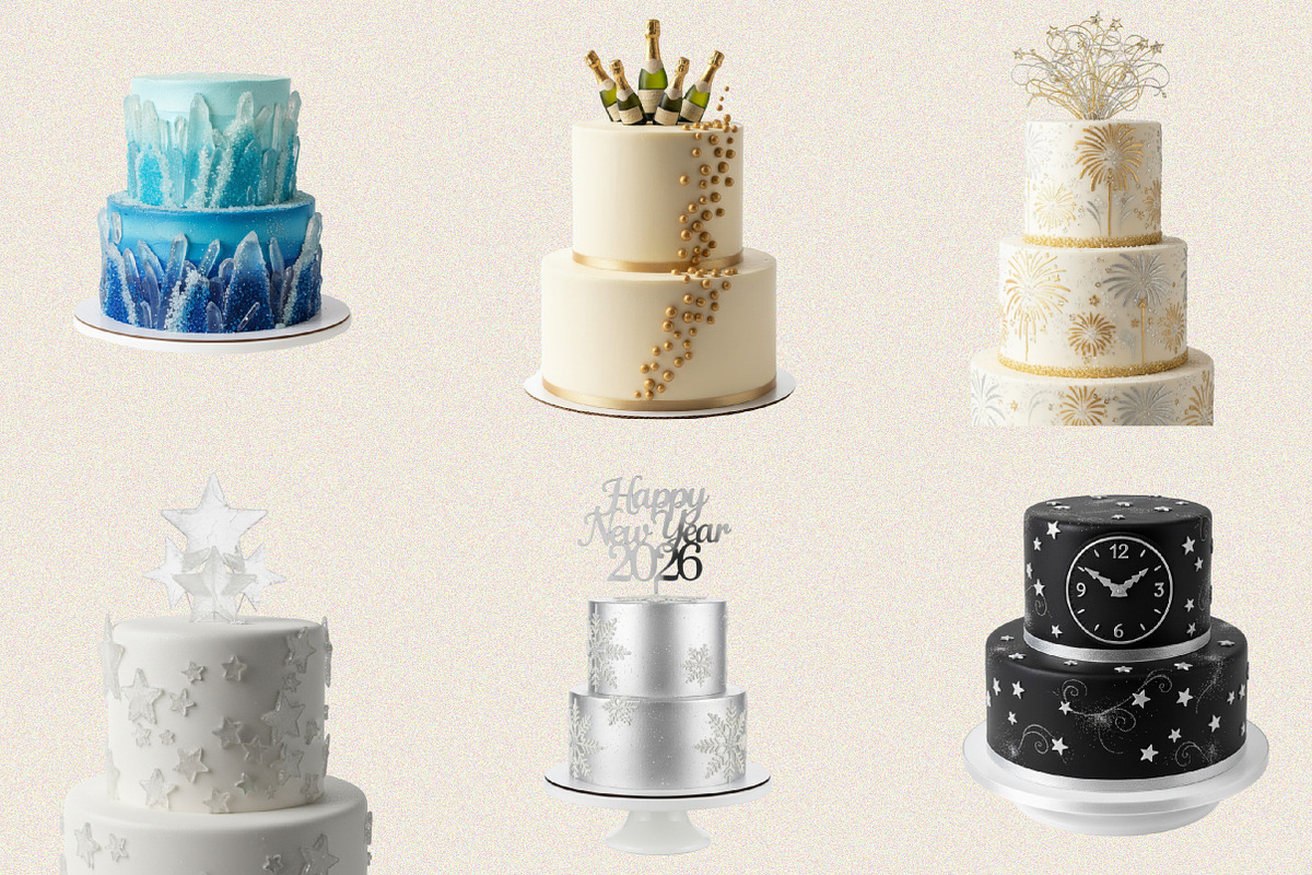 Happy New Year Cake Clipart, an Illustration by SVGArt (Photo 2 of 8)