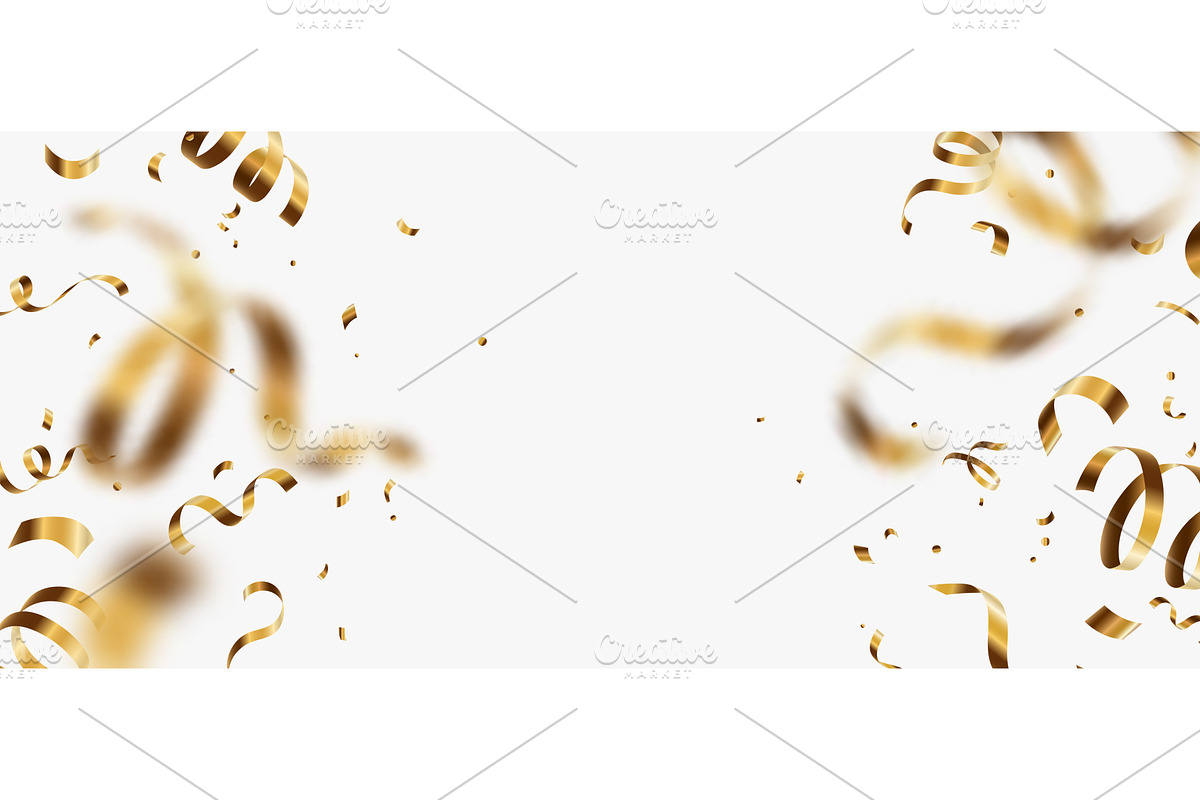 Gold confetti, serpentine ribbons, an Object Illustration by Zaie