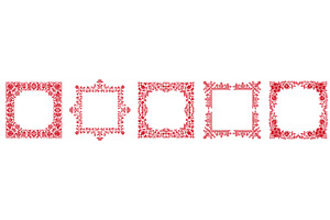 frames red vintage set. Slavic frame, an Object Illustration by Stock-Smart-Start