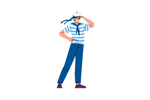 Sailor looking at distance and, a Transportation Illustration by pikepicture