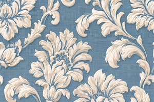 Seamless pattern blue textured background with raised cream dama, a Pattern Graphic by Studio ANNA