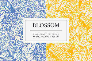 Seamless Lineart Floral Patterns Set