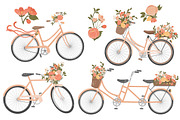 Peach Floral Bicycles Clipart, an Illustration by Amanda Ilkov (Thumbnail 4 of 5)