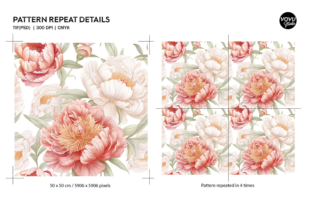 Elegant Peonies Print Pattern Design, a Pattern Graphic by VOVU Studio (Photo 9 of 9)