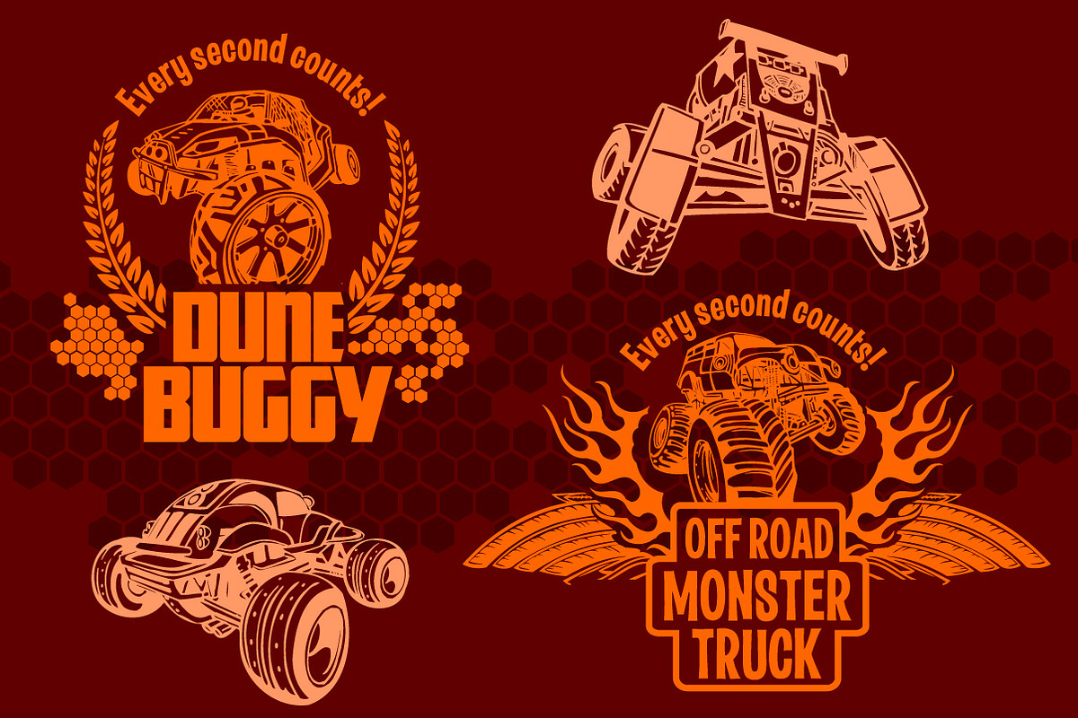 Dune Buggy and Monster Truck, an Illustration by Digital-Clipart (Photo 3 of 4)