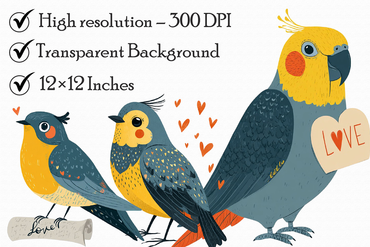 Whimsical Valentine Birds & Love Let, an Illustration by Libby Wishes (Photo 7 of 7)