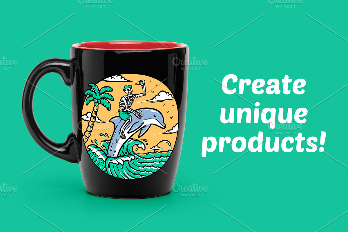 explore the ocean with dolphin, an Animal Illustration by gunaonedesign (Photo 2 of 5)