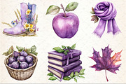 Watercolor Purple Autumn Clipart, an Illustration by Rose Art (Thumbnail 3 of 7)