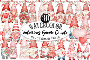 Valentines Gnome Couple Clipart, an Illustration by Designking
