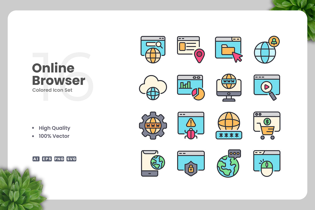 Online Browser Colored Icons, an Icon by Upnowgraphic