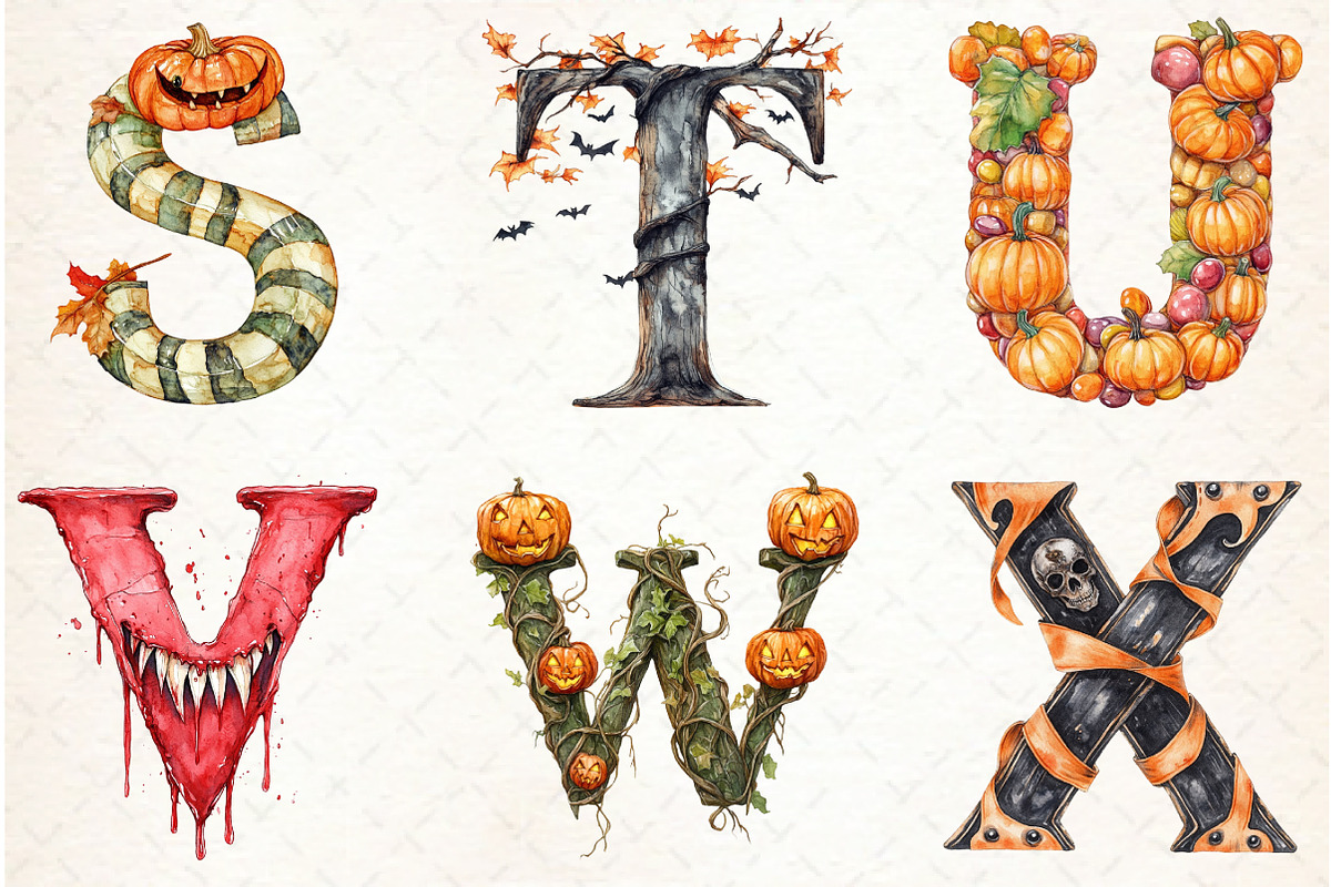 Halloween Alphabet Sublimation Clipa, an Illustration by Libby Wishes (Photo 5 of 7)